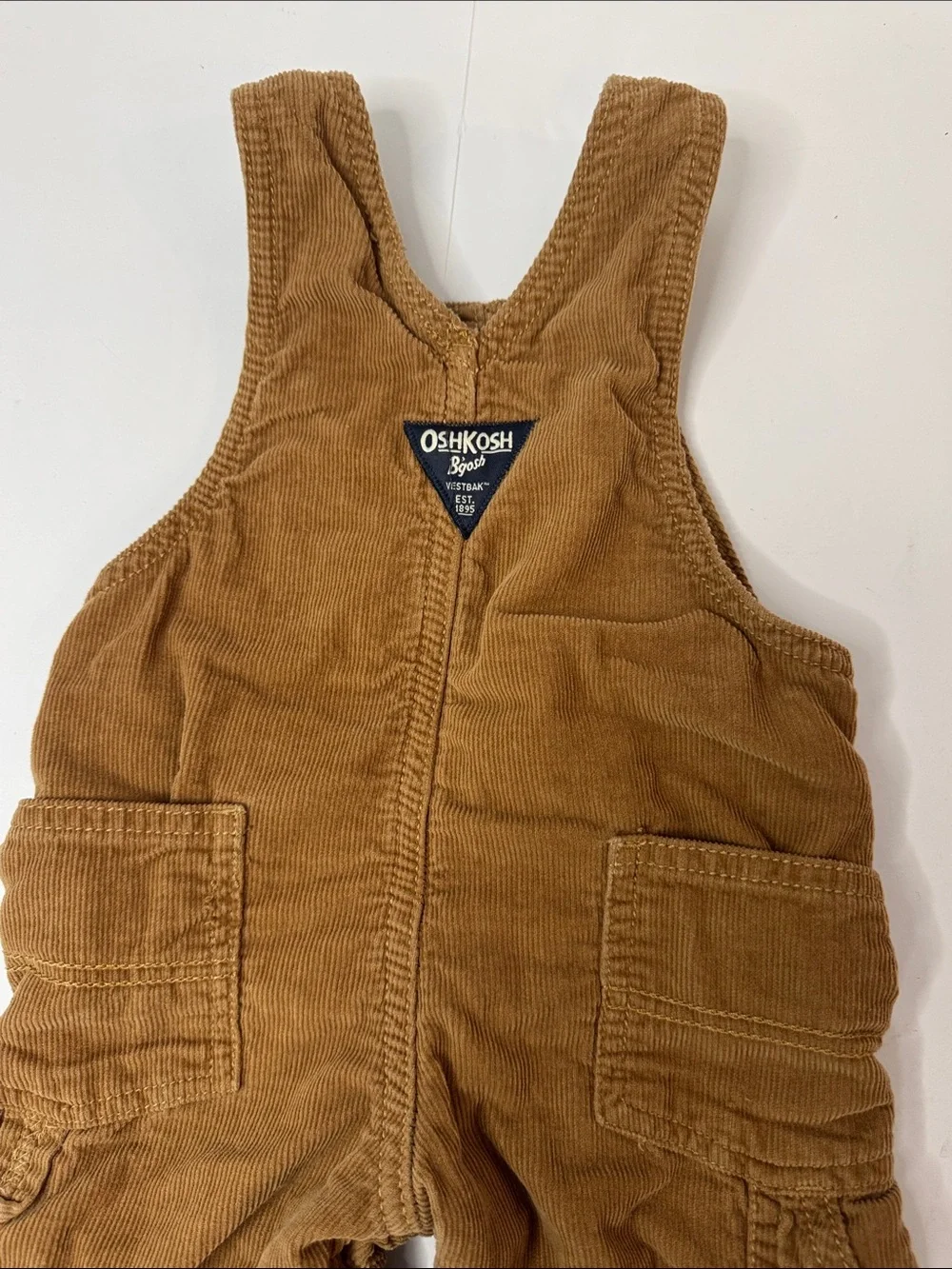 OshKosh B'gosh Tan Corduroy Fleece Lined Kids Overalls- size 12mo